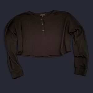 Trixxi Black Buttoned Crop Top